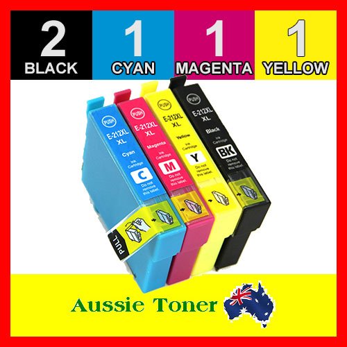 5 Pack 212XL Compatible Ink (2BK,1C,1M,1Y) for Epson Expression Home XP-2100 XP-3100 XP-3105 XP-4100 Workforce WF-2810 WF-2830 WF-2850