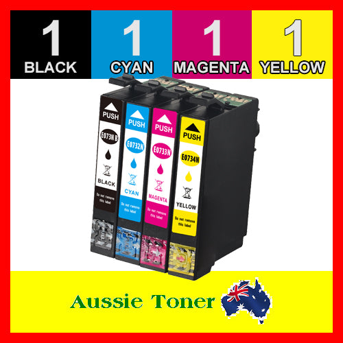 4 Pack 73N T1051 T1052 T1053 T1054 Compatible Ink (1BK,1C,1M,1Y) for Epson Stylus C110 C79 C90 CX3900 CX4900 CX5500 CX5900 CX6900F CX7300 CX8300 CX9300F NX220 T20 T21 TX100 TX110 TX200 TX210 TX400 TX410 TX550W Stylus Office T30