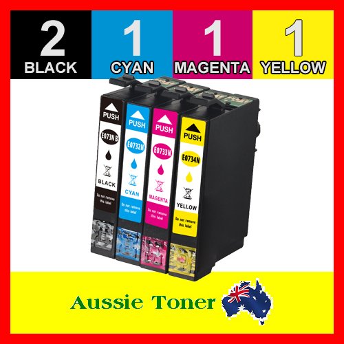 5 Pack 73N T1051 T1052 T1053 T1054 Compatible Ink (2BK,1C,1M,1Y) for Epson Stylus C110 C79 C90 CX3900 CX4900 CX5500 CX5900 CX6900F CX7300 CX8300 CX9300F NX220 T20 T21 TX100 TX110 TX200 TX210 TX400 TX410 TX550W Stylus Office T30