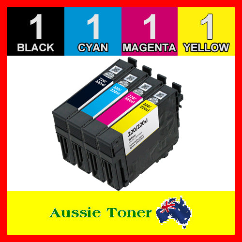 4 Pack 220XL Compatible Ink (1BK,1C,1M,1Y) for Epson Expression Home XP-220 XP-320 XP-324 XP-420 Workforce WF-2630 WF-2650 WF-2660 WF-2750 WF-2760