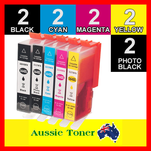 10 Pack 564XL Compatible Ink (2BK,2PBK,2C,2M,2Y) for HP Photosmart 7510-C311a 7520 B8550 B8553 B8558 C309a C309g C310a C310b C310c C410a C410b C410d C510a C5324 C5370 C5373 C5380 C5383 C5388 C5390 C5393 C6324 C6375 C6380 D5460 D54