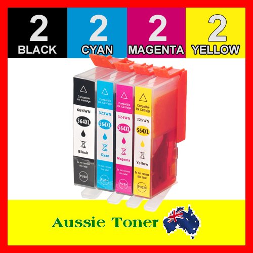 8 Pack 564XL Compatible Ink (2BK,2C,2M,2Y) for HP Deskjet 3070A-B611a 3520 e-All-in-One Officejet 4610 4620 Photosmart 5510-B111a 5520 6510-B211a 6520 B010a B010b B109a B109n B110 B209a B210a B210b B210c B210d B210e