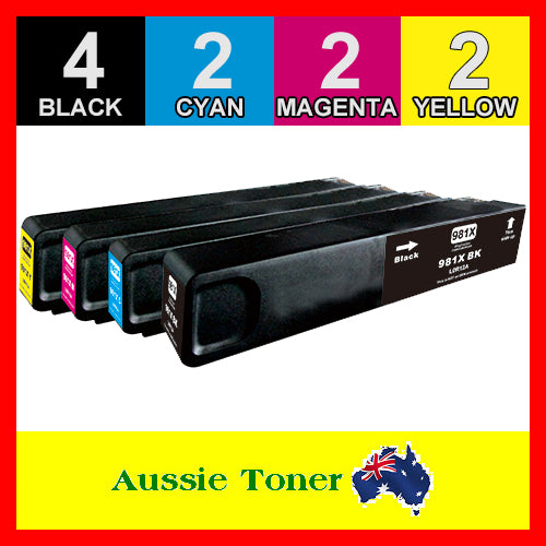10 Pack 981X Compatible Ink (4BK,2C,2M,2Y) for HP PageWide Managed P55250 P55250dw P57750 P57750dw PageWide Pro 552 552dw 577 577dw 577z